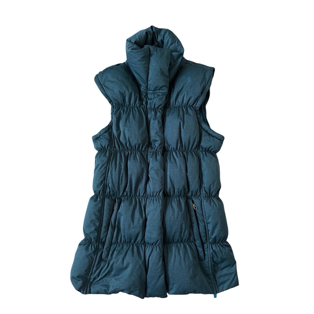 Athleta Down Puffer Vest Womens Small Green Gorpcore Outdoor Hiking Travel Soft - Picture 8 of 8